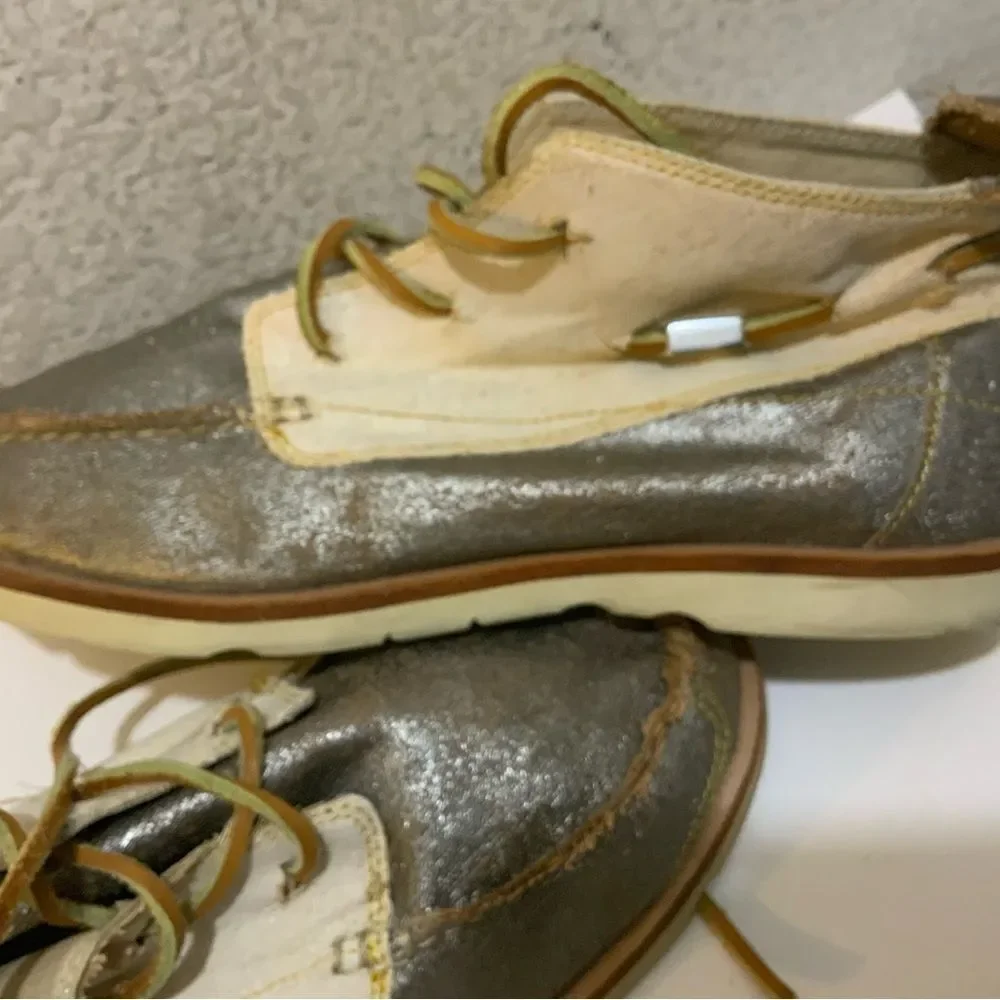 Vintage VAEL Deckard Mid Canvas Shoe Mens Size 8 Silver Vibram Boat Yacht